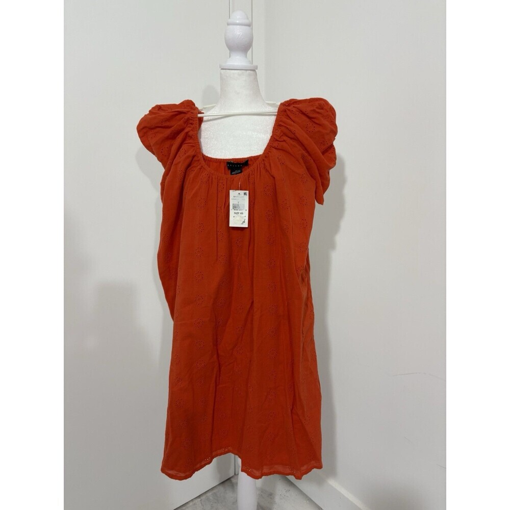 NWT Sanctuary Size XS Orange Eyelet 100% Cotton Dress Lined‎ Oversized